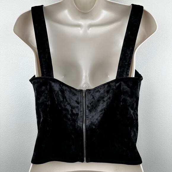 Good American The After Hours Cropped Velvet Bustier Black Size 3 or Lg Coquette - Picture 3 of 9